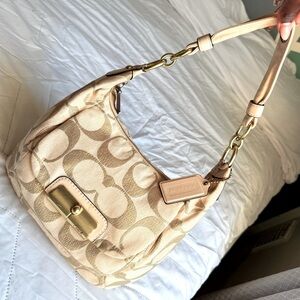 Coach Signature Kristin Jacquard Canvas Hobo Shoulder Bag